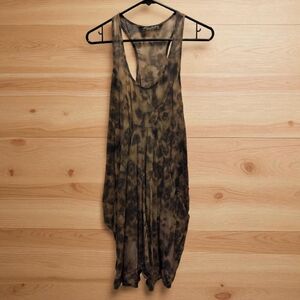 All Saints Brown and Black Leopard Patterned Dress With Pockets